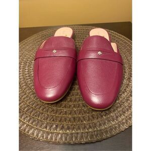 Kate Spade Caelyn 2 Pebbled Leather Flat Loafer Mules Blackberry Preserves 8.5B